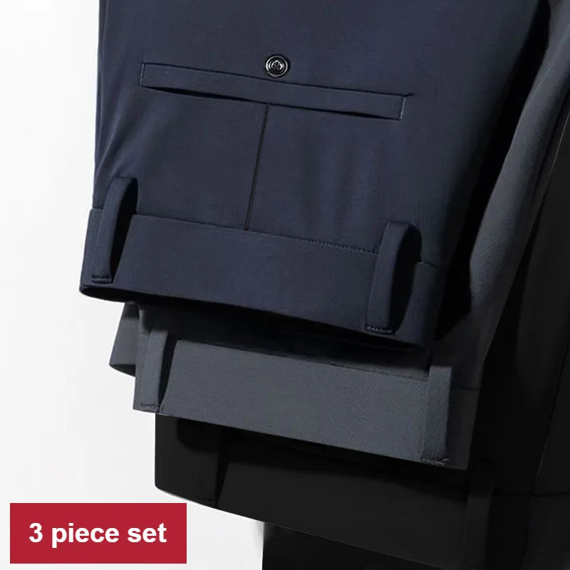 Set x3 Pantalones de Vestir Elastizados (Negro, Azul y Gris) 2026.