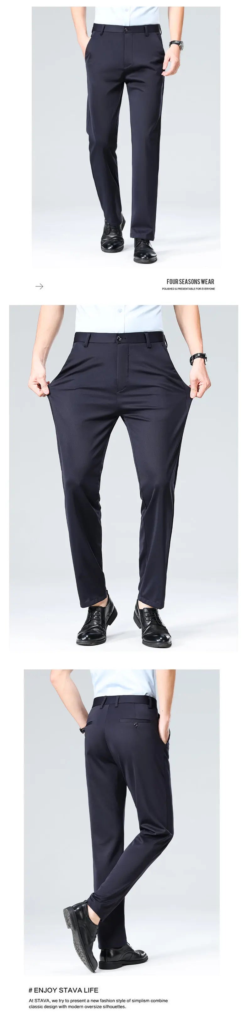 Set x3 Pantalones de Vestir Elastizados (Negro, Azul y Gris) 2026.