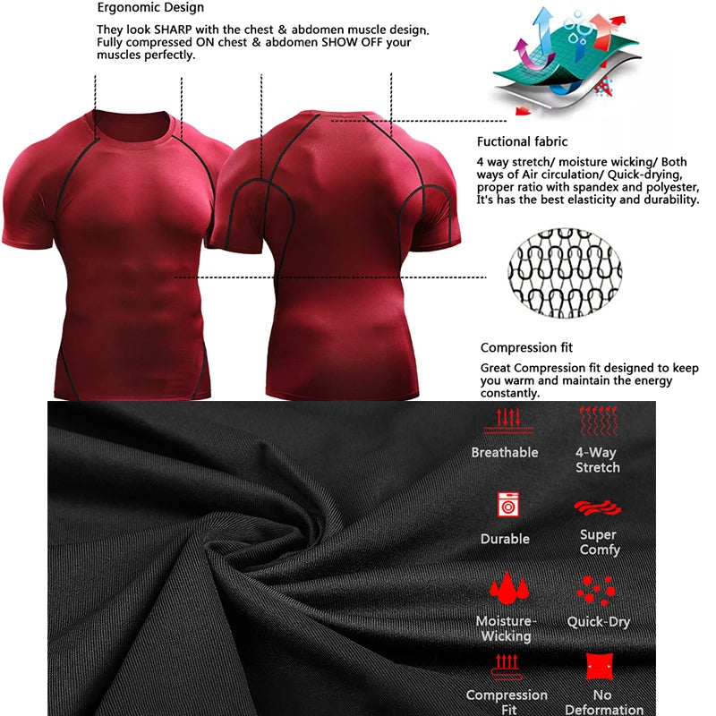 Camiseta de compresión 2026  gimnasio y entrenamiento para hombre.