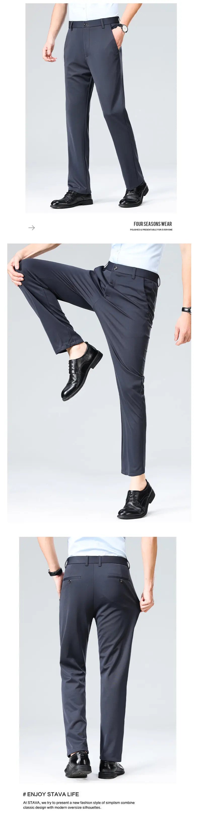 Set x3 Pantalones de Vestir Elastizados (Negro, Azul y Gris) 2026.