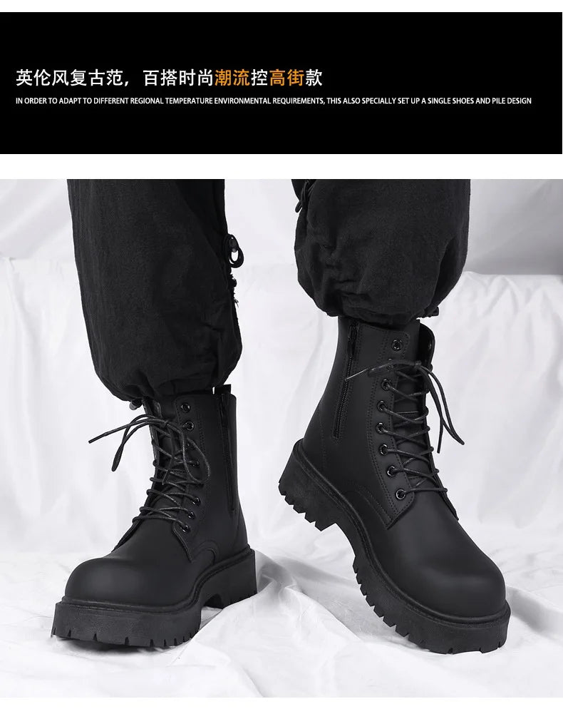 Botas Urbanas Negras Caña Alta – Estilo Moto & Streetwear