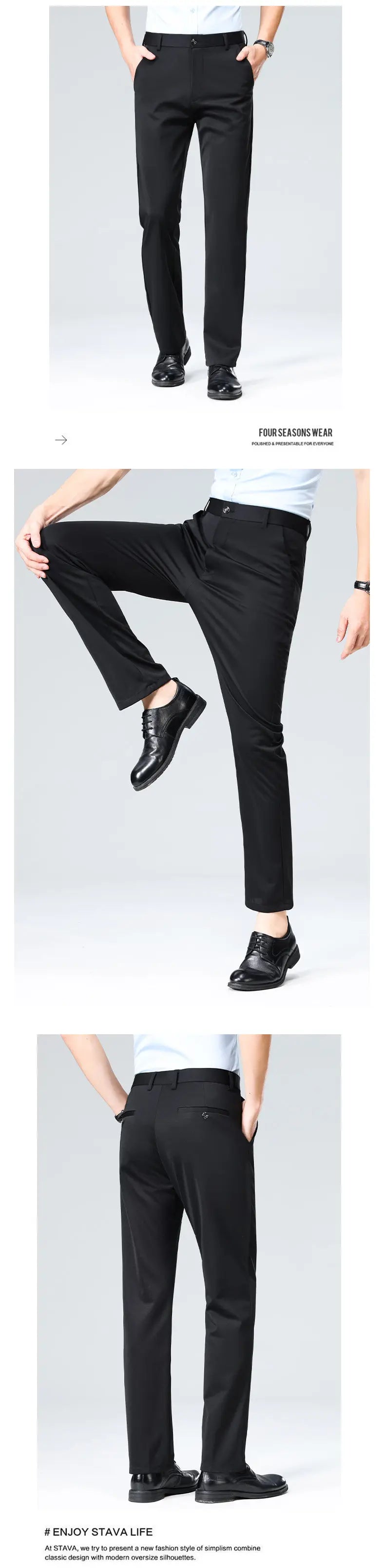 Set x3 Pantalones de Vestir Elastizados (Negro, Azul y Gris) 2026.